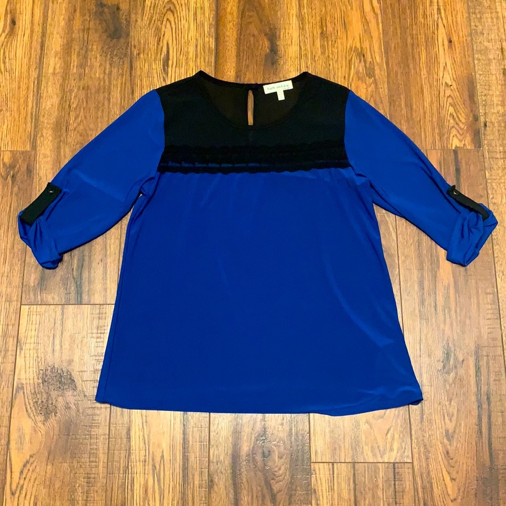 Blue and black top